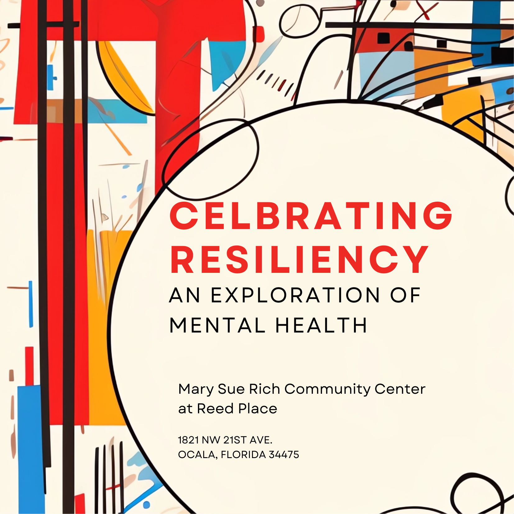 art promo featuring abstract art - event is celebrating resiliency: an exploration of mental health